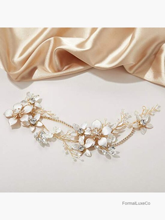 Bridal Flower Headband Hair Vine Crystal Headpiece for Wedding main image 4